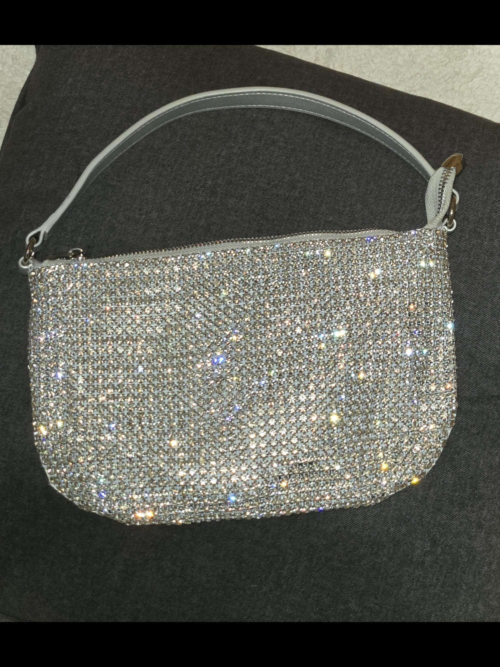 Silver Crystal-Embellished Mini Bag